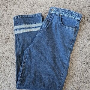 Talbots Blue Jeans with Patterned Waistband/Hem